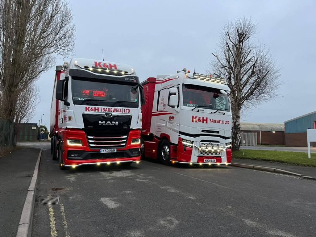 white K&H (Bakewell) Limited MAN and Renault trucks